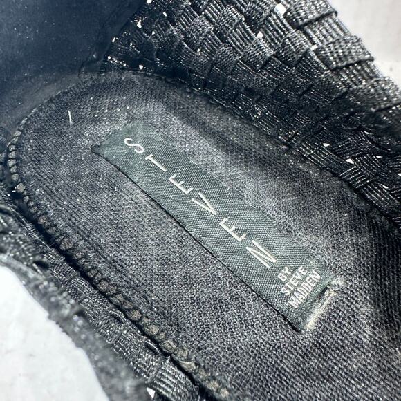 Steven Size 10 Slip On Round Toe Textile Wedge Heel Caspar Mary Jane Flat Black - Picture 8 of 11